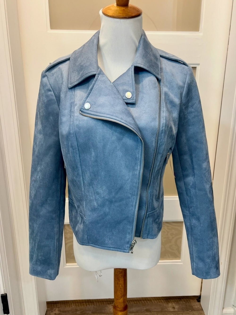 Steve Madden/BB Dakota Light Blue Suede Moto Jacket Size S
